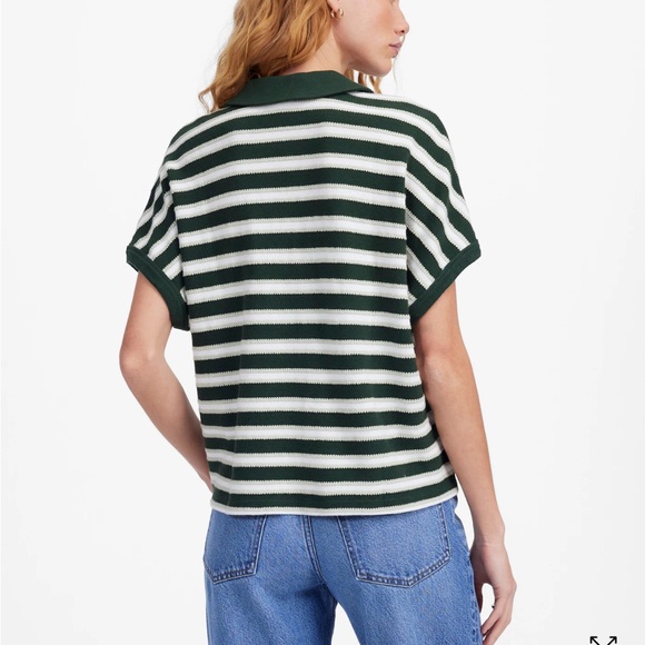 Madewell Striped Green and White Women's Top Small - Picture 4 of 6